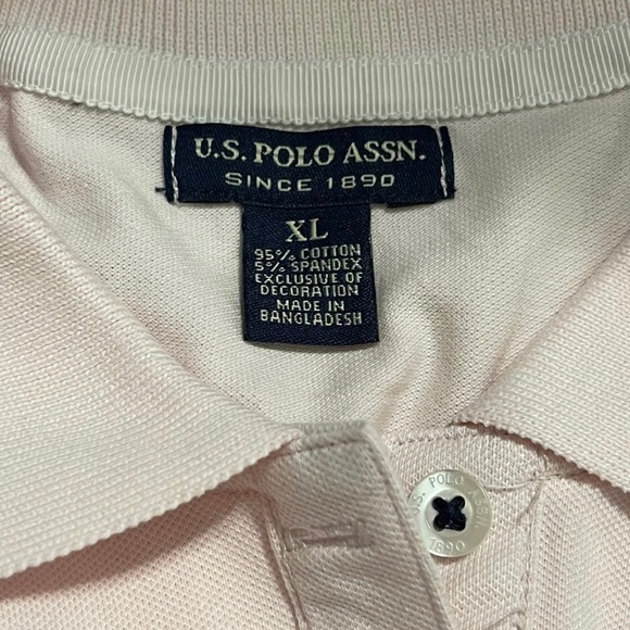NWT Women's X-Large US Polo ASSN Short Sleeve Logo Print Polo Shirt In Pink - Picture 7 of 10